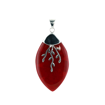 Coral Pendant with Sterling SIilver Vine Detail