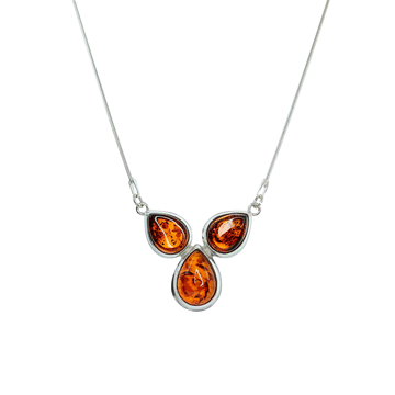 Teardrop Cluster Honey Amber 16" Necklace