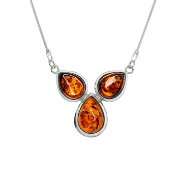 Teardrop Cluster Honey Amber 16" Necklace