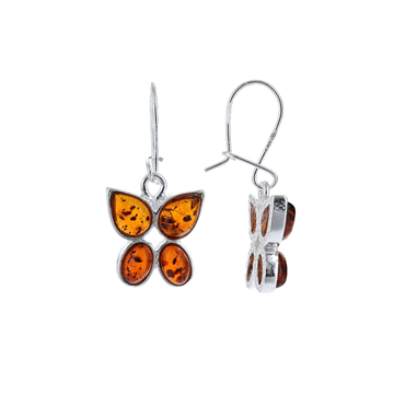 Butterfly Earrings in Baltic Honey Amber