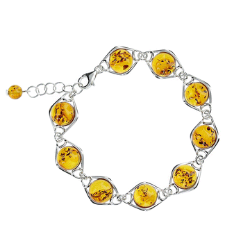 Baltic Amber Honey Half-Dome Bracelet in Sterling Silver