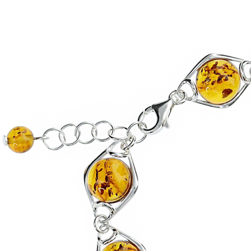 Baltic Amber Honey Half-Dome Bracelet in Sterling Silver