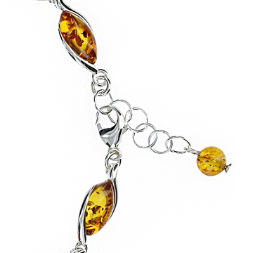 Baltic Amber Honey Elipse Bracelet in Sterling Silver