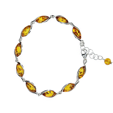 Baltic Amber Honey Elipse Bracelet in Sterling Silver