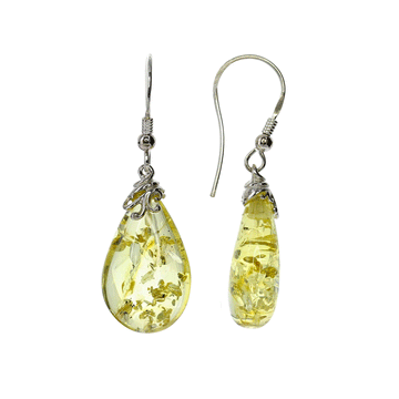 Citrine Amber Teardrop Earrings with Sterling Silver Detail