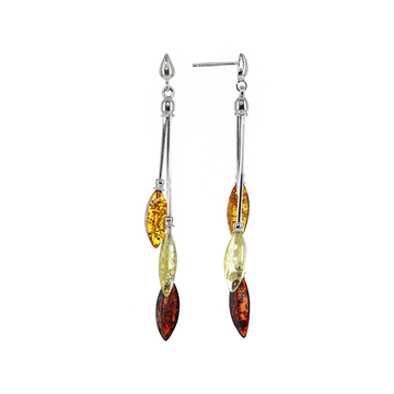 Designer Tassel-Style Multi-Colored Amber Earrings