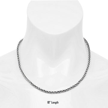 David Beck Bali Wheat 3.5mm Silver Chain (18" - 22")