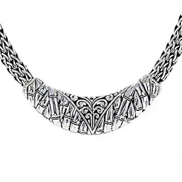 David Beck Bali 16" Necklace with Silver Bamboo Detail