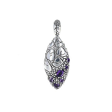 David Beck Bali Elipse Pendant in Sterling Silver and Amethyst