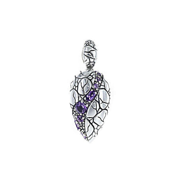 David Beck Bali Leaf Pendant in Sterling Silver and Amethyst