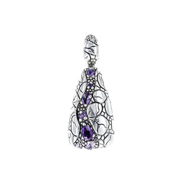 David Beck Bali Triangle Pendant in Sterling Silver and Amethyst