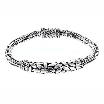 David Beck Bali 8" Bracelet with Leaf Detail