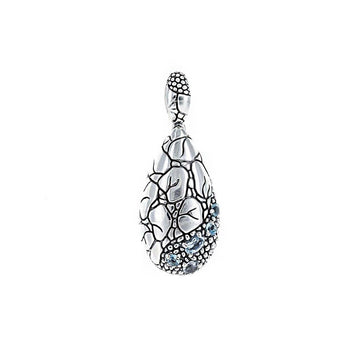 David Beck Bali Teardrop Pendant in Sterling Silver and Blue Topaz