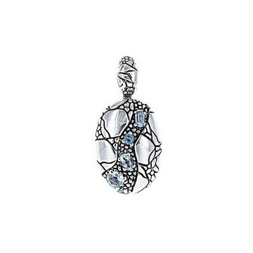 David Beck Bali Oval Pendant in Sterling Silver and Blue Topaz