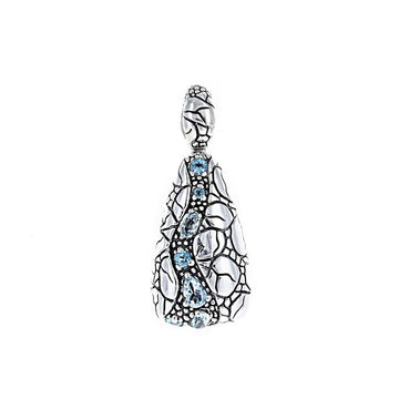 David Beck Bali Triangle Pendant in Sterling Silver and Blue Topaz