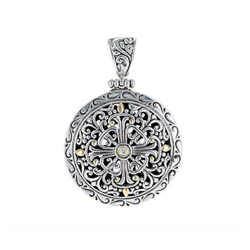 David Beck Bali Round Filigree Pendant with Gold Detail