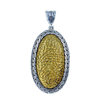 David Beck Bali Large Oval Silver and 14K Gold Pendant (LIMITED)