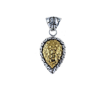 David Beck Bali Reverse Teardrop Silver and 14K Gold Pendant