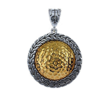 David Beck Bali Round Silver and 14K Gold Pendant