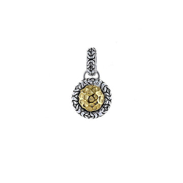 David Beck Bali Small Round Silver and 14K Gold Pendant