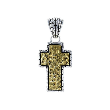 David Beck Bali Silver and 14K Gold Cross Pendant