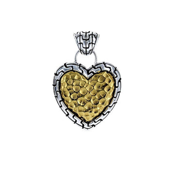 David Beck Bali Silver and 14K Gold Heart Pendant