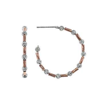 Eros Lunar Bead Hoop Earring in Rose Gold Vermeil