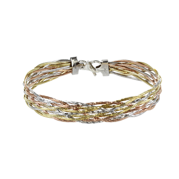 Woven Bracelet in Tri-Color Vermeil