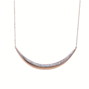 Crescent Swarovski Crystal Necklace in Rose Gold Vermeil