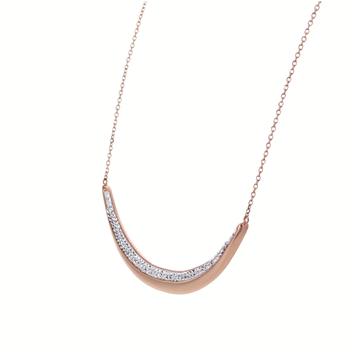 Crescent Swarovski Crystal Necklace in Rose Gold Vermeil