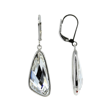 Modern Swarovski Crystal Triangle Earrings in Sterling Silver