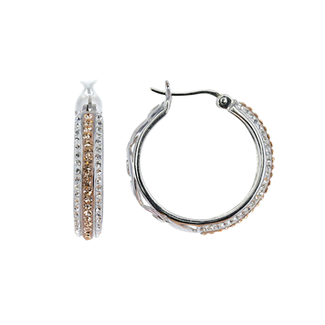 Two-Tone Swarovski Crystal Hoop Earrings