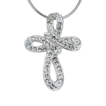 Swarovski Crystal Cross Pendant in Sterling Silver