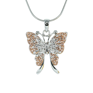 Two-Tone Swarovski Crystal Butterfly Pendant