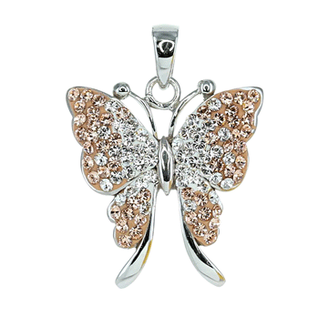 Two-Tone Swarovski Crystal Butterfly Pendant