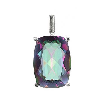 Mystic Quartz Large Rectangle Pendant in Sterling Silver