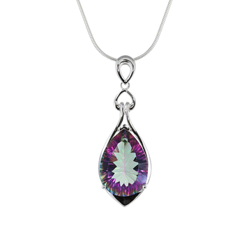 Mystic Quartz Teardrop Pendant in Sterling Silver