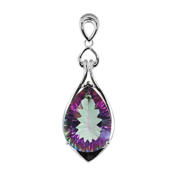 Mystic Quartz Teardrop Pendant in Sterling Silver