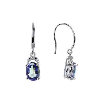 Midnight Blue Mystic Quartz Small Oval Drop Earrings