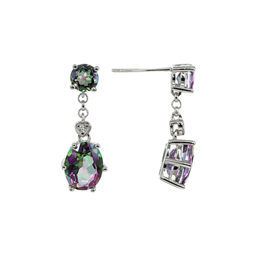 Mystic Quartz Drop Earrings in Sterling Silver with White Topaz Detail