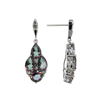 Mystic Quartz Cluster Earrings in Sterling Silver with White Topaz Detail