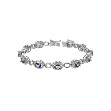 Blue Mystic Quartz Oval Bracelet in Sterling Silver