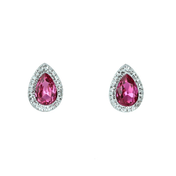 Pink Teardrop Preciosa Crystal Earrings