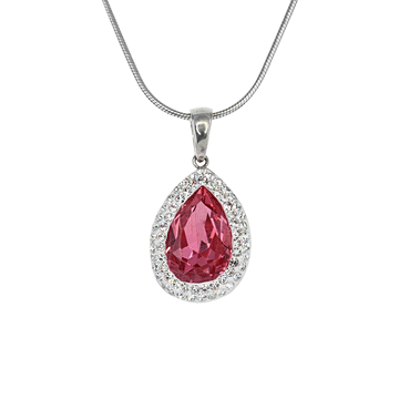 Pink Teardrop Preciosa Crystal Pendant