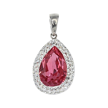 Pink Teardrop Preciosa Crystal Pendant