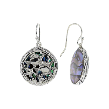 Abalone Earrings with Sterling Silver Fish Detail