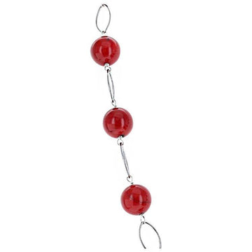 Red Coral Ball & Sterling Silver Necklace