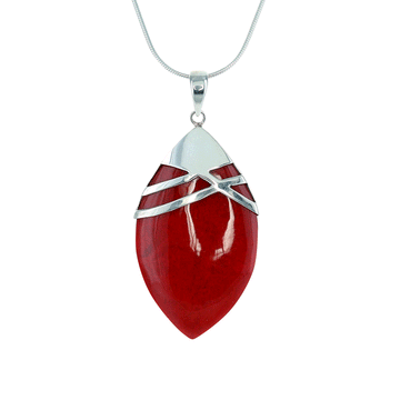 Coral Pendant with Sterling SIilver Detail