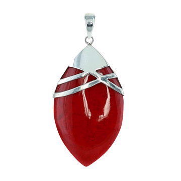 Coral Pendant with Sterling SIilver Detail