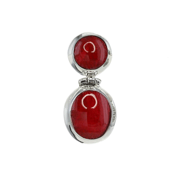 Red Coral Stacked Oval Earrings in Sterling Silver